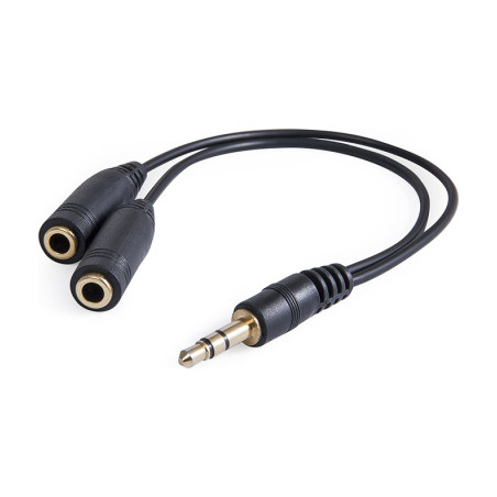 Кабель мультимедійний 3.5mm M to 2x3.5mm F 0.2m (4pin) Defender (63001)