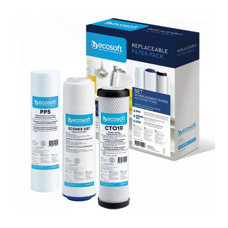 Картридж для фільтра глечика Ecosoft Комплект картриджів Ecosoft 1-2-3 для тристадійних фільтрів (CMV3ECO)