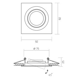 Світильник точковий Videx під лампу GU10 врізний Квадрат Чорний (VL-SPF08S-B)
