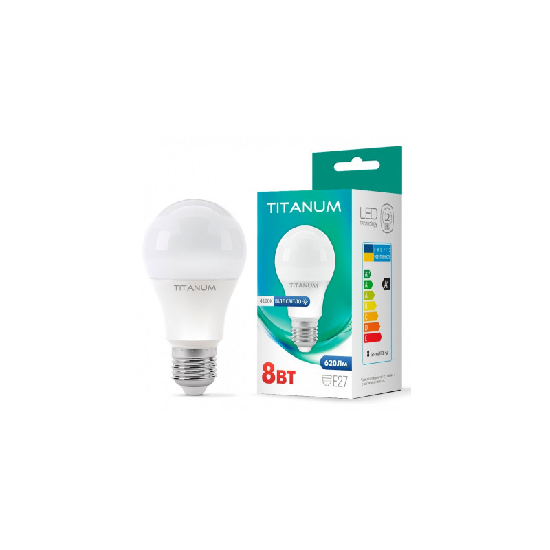 Лампочка TITANUM A60 8W E27 4100K (TLA6008274)