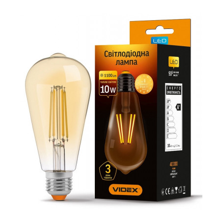 Лампочка Videx Filament ST64FA 10W E27 2200K бронза (VL-ST64FA-10272)