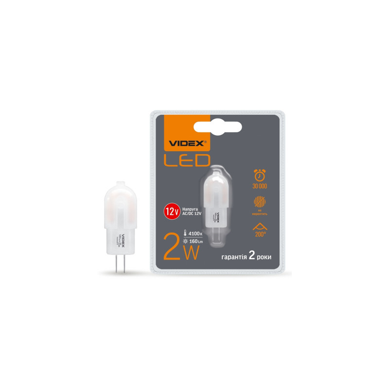 Лампочка Videx G4C 12V 2W G4 4100K (VL-G4C-02124)