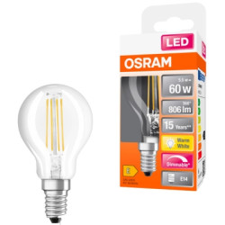 Лампочка Osram LED CL P60 DIM 6,5W/827 230V FIL E14 10x1 (4058075447875)