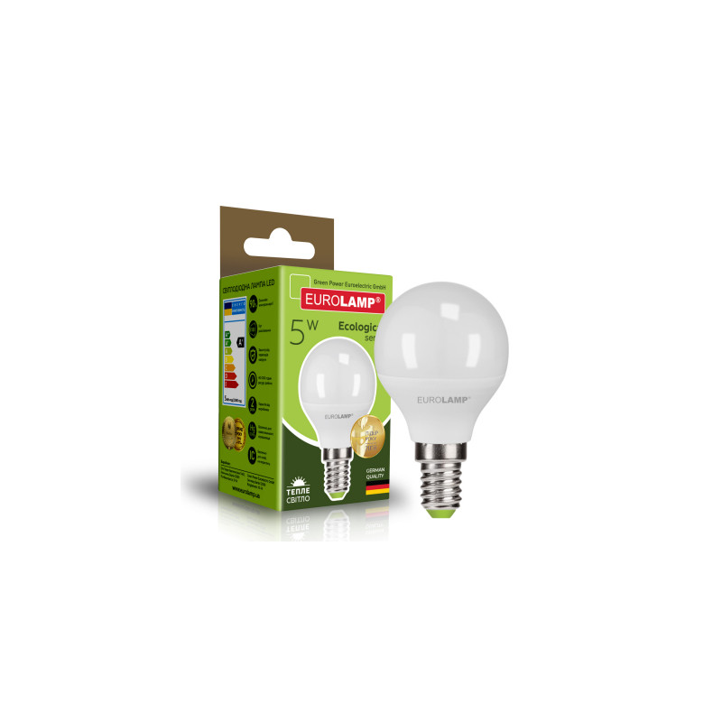 Лампочка Eurolamp LED G45 5W E14 3000K 220V (LED-G45-05143(P))