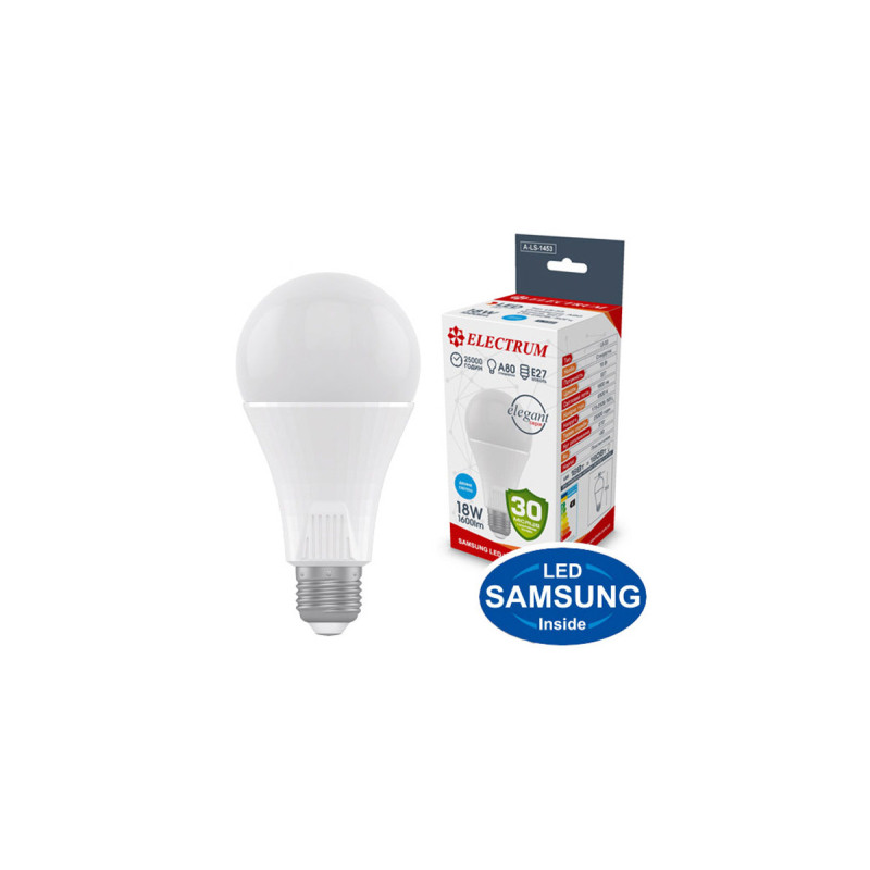 Лампочка Electrum A80 18W PA LS-33 Elegant E27 6500K (A-LS-1453)