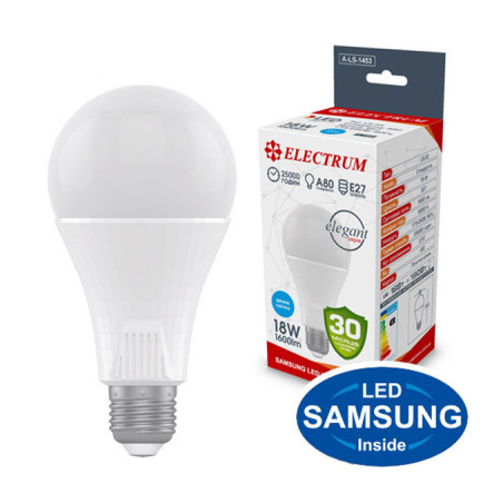 Лампочка Electrum A80 18W PA LS-33 Elegant E27 6500K (A-LS-1453)