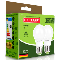 Лампочка Eurolamp LED A60 7W E27 3000K 220V акция 1+1 (MLP-LED-A60-07272(E))