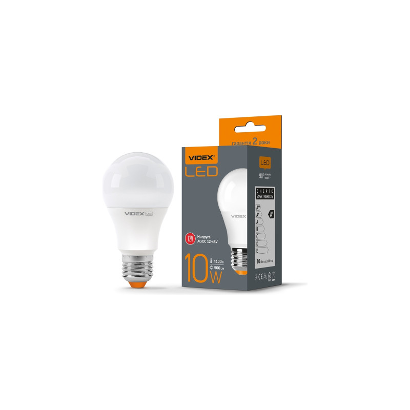 Лампочка Videx LED  A60e 12V 10W E27 4100K (VL-A60e12V-10274)