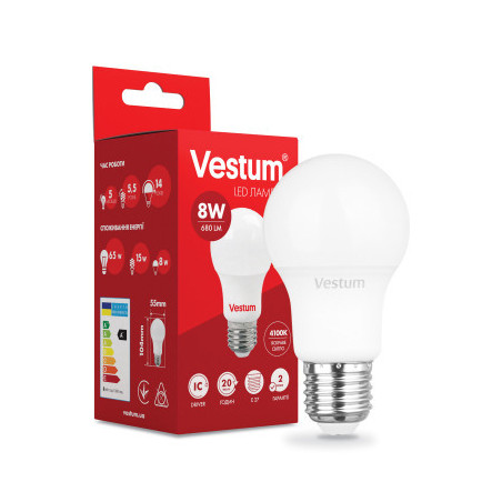 Лампочка Vestum A55 8W 4100K 220V E27 (1-VS-1107)