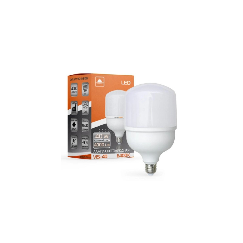 Лампочка Євросвітло 40Вт 6400К (VIS-40-E27)