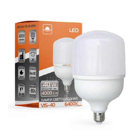 Лампочка Євросвітло 40Вт 6400К (VIS-40-E27)