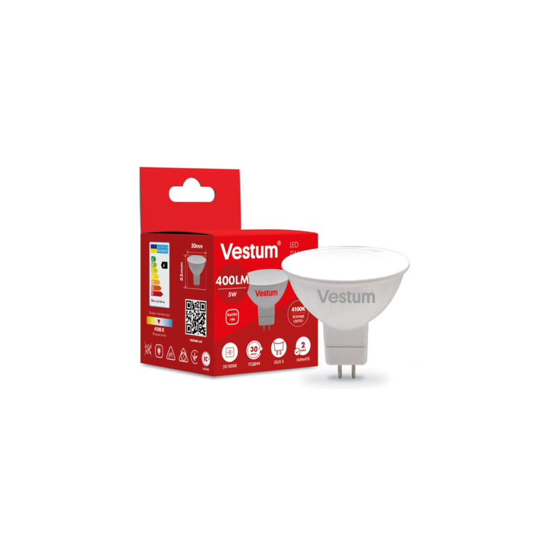 Лампочка Vestum MR16 5W 4100K 220V GU5.3 (1-VS-1503)