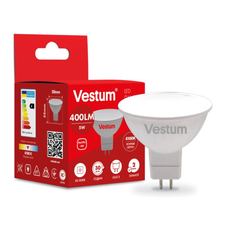 Лампочка Vestum MR16 5W 4100K 220V GU5.3 (1-VS-1503)