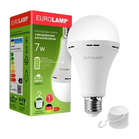 Лампочка Eurolamp A60 7W 4000K 1200mAh (LED-A60-07274(EM)AV)