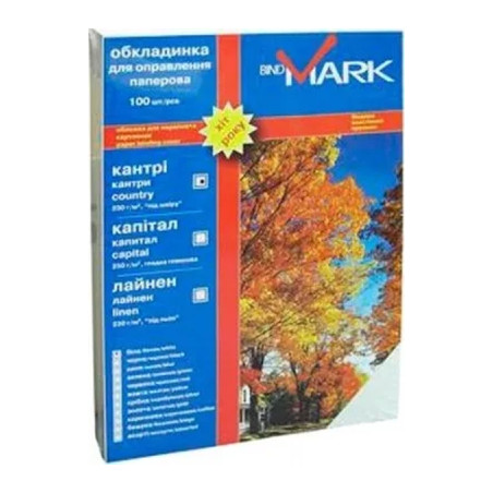 Обкладинка для палітурки bindMARK карт. Кантри А4 230 г/м2 (100 шт.) белая (41701)