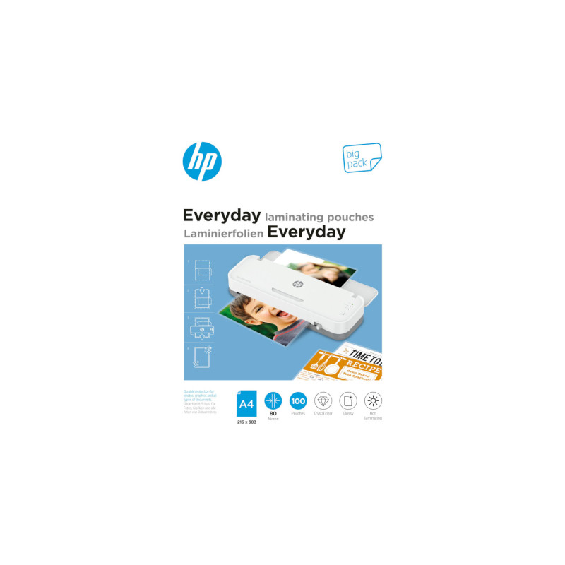 Плівка для ламінування HP Everyday Laminating Pouches, A4, 80 Mic, 216 x 303, 100 pcs (9154) (838140)