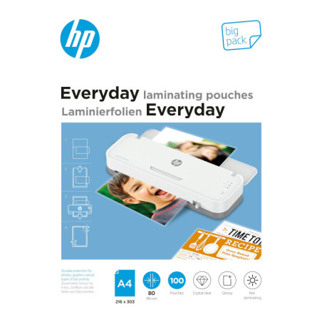 Плівка для ламінування HP Everyday Laminating Pouches, A4, 80 Mic, 216 x 303, 100 pcs (9154) (838140)