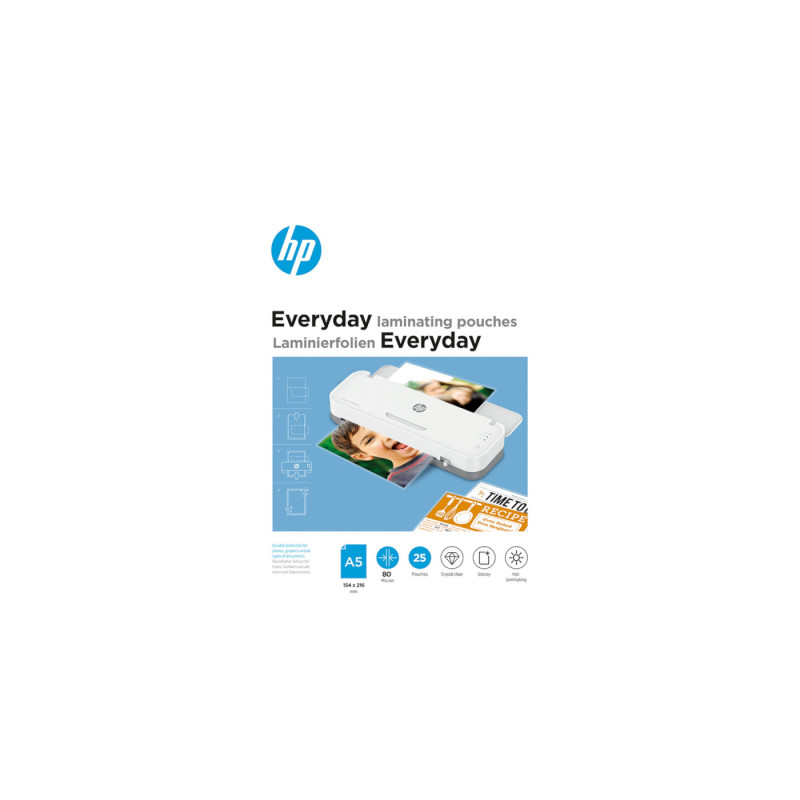 Плівка для ламінування HP Everyday Laminating Pouches, A5, 80 Mic, 154 x 216, 25 pcs (9155) (838141)