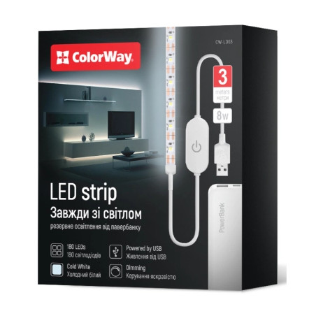 Світлодіодна стрічка ColorWay LED  3м з живленням від USB (CW-LD03)