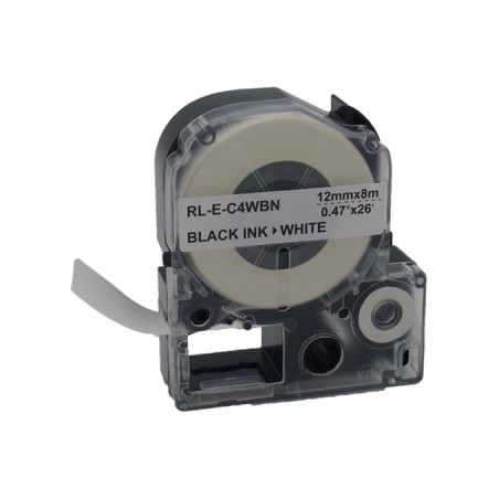 Стрічка для принтера етикеток UKRMARK RL-E-C4WBN-BK/WT, аналог LC4WBN. 12 мм х 8 м (900264)