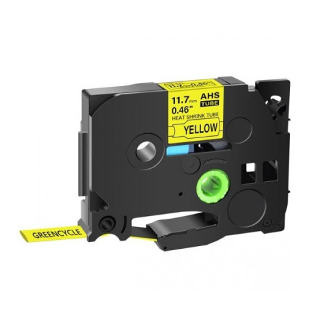 Стрічка для принтера етикеток UKRMARK трубка термозбіжна сумісна з HSe-631, 11,7мм х 1,5м, black on yellow (900412)