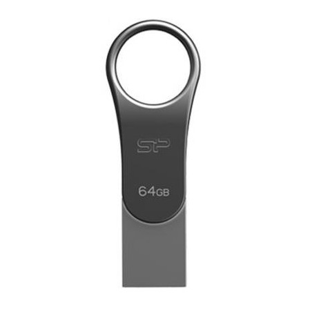 USB флеш накопичувач Silicon Power 64GB Mobile C80 Silver USB 3.2 (SP064GBUC3C80V1S)