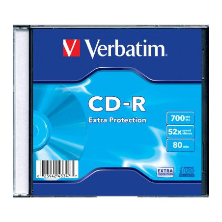 Диск CD Verbatim CD-R 700Mb 52x 1шт Slim Case (43347-1disk)