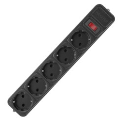 Мережевий фільтр живлення Maxxter SPM5-G-6B чорний, 1.8 м кабель, 5 розеток (SPM5-G-6B)