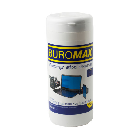 Серветки Buromax Wet wipes for DISPLAYS and OPTICS 100pcs, tube (BM.0800)