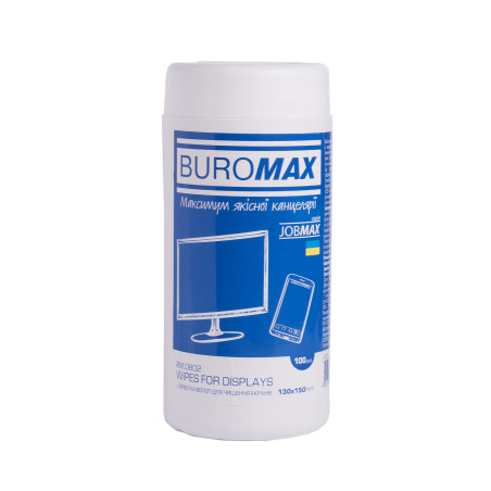 Серветки Buromax JOBMAX Wet wipes for DISPLAYS 100pcs, tube (BM.0802)