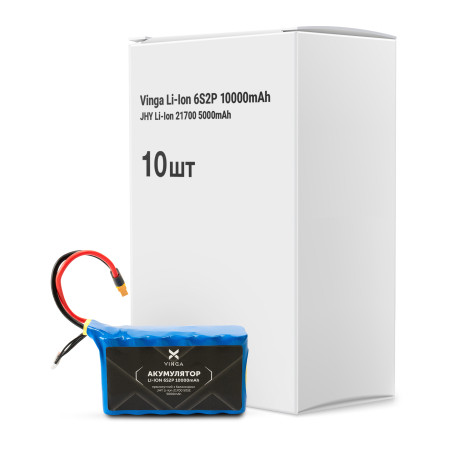 Акумуляторний блок Vinga Li-Ion 6S2P 10000mAh коробка 10 шт (JHY Li-Ion 21700 5000mAh) (V6S2P-10PCS-10000MAH)