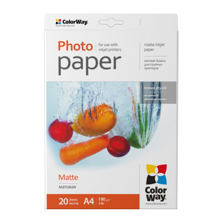 Фотопапір ColorWay A4 190г matte 20ст. (PM190020A4)