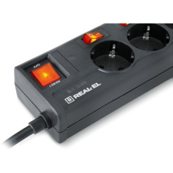 Мережевий фільтр живлення REAL-EL RS-6 EXTRA 1.8m, black (EL122300001)