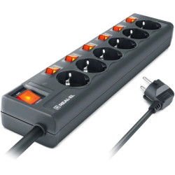 Мережевий фільтр живлення REAL-EL RS-6 EXTRA 1.8m, black (EL122300001)