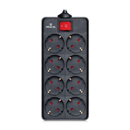 Мережевий фільтр живлення REAL-EL REAL-EL RS-8 PROTECT, 3m, black (EL122300022)
