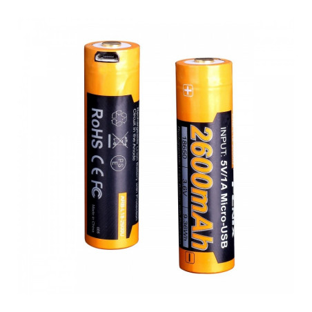 Акумулятор Fenix 18650  2600 mAh micro usb зарядка (ARB-L18-2600U)