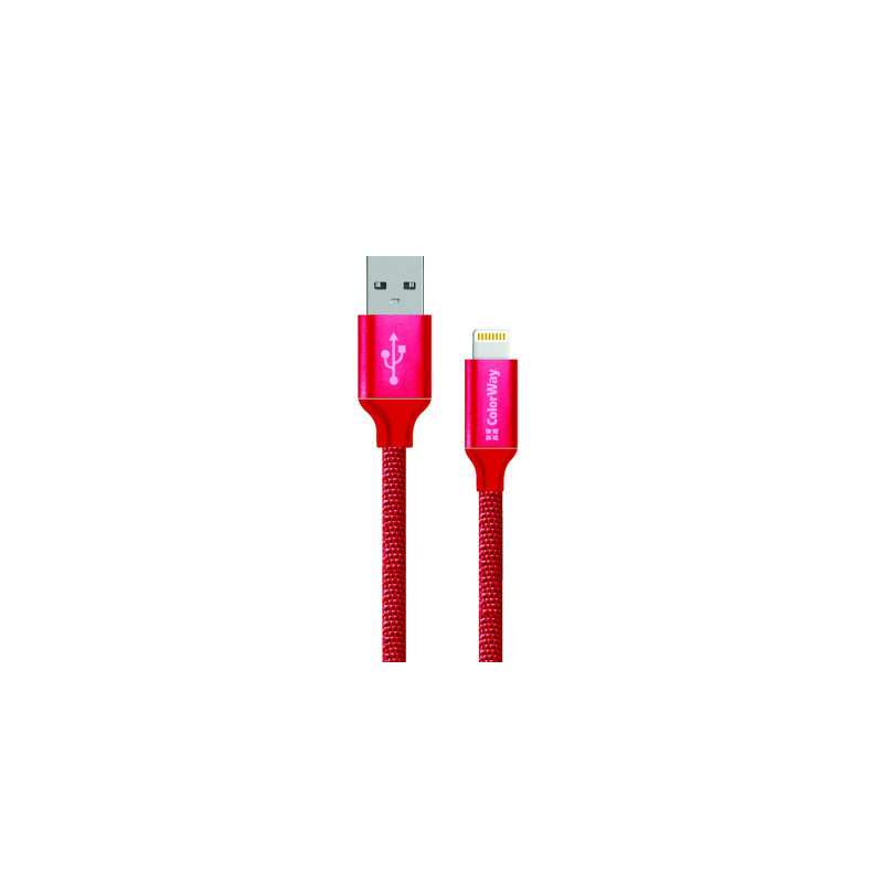 Дата кабель USB 2.0 AM to Lightning 1.0m 2.1А red ColorWay (CW-CBUL004-RD)
