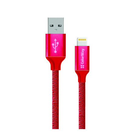 Дата кабель USB 2.0 AM to Lightning 1.0m 2.1А red ColorWay (CW-CBUL004-RD)
