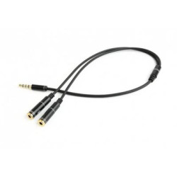 Кабель мультимедійний 3.5mm M to 2x3.5mm F 0.2m (4pin) Cablexpert (CCA-417M)