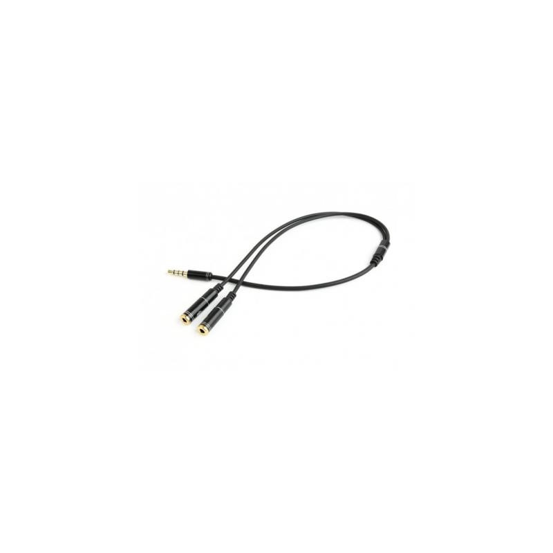 Кабель мультимедійний 3.5mm M to 2x3.5mm F 0.2m (4pin) Cablexpert (CCA-417M)