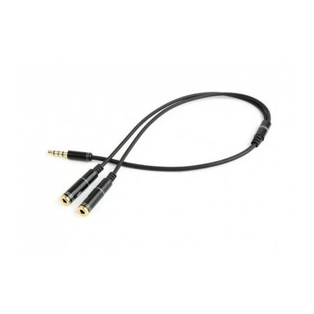 Кабель мультимедійний 3.5mm M to 2x3.5mm F 0.2m (4pin) Cablexpert (CCA-417M)