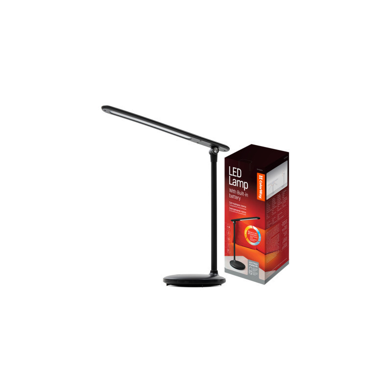 Настільна лампа ColorWay 4W з вбудованим акумулятором 1800 mAh USB in/out 5V*1A, black (CW-DL02B-B)