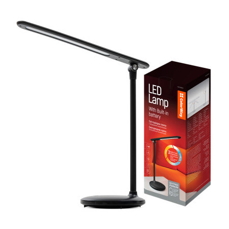 Настільна лампа ColorWay 4W з вбудованим акумулятором 1800 mAh USB in/out 5V*1A, black (CW-DL02B-B)