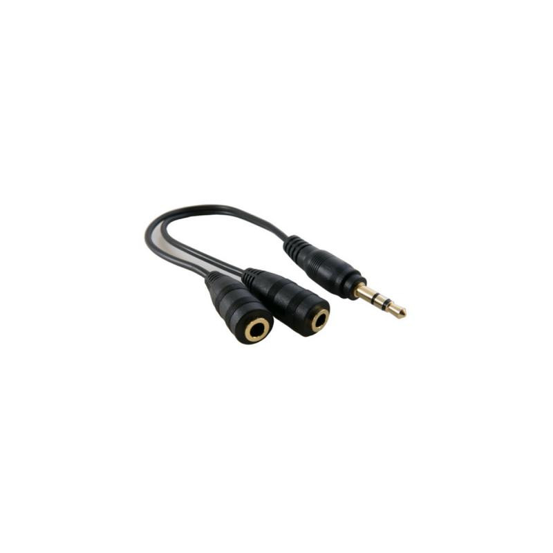 Кабель мультимедійний 3.5mm M to 2x3.5mm F 0.2m Extradigital (KBA1680)