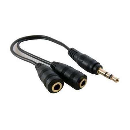 Кабель мультимедійний 3.5mm M to 2x3.5mm F 0.2m Extradigital (KBA1680)