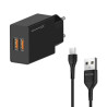 Зарядний пристрій Grand-X CH-15T 5V 2.1A 2USB Black + cable USB - Type-C (CH-15T)