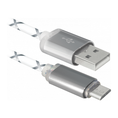 Дата кабель USB 2.0 AM to Micro 5P 1.0m GrayLED backlight Defender (87554)