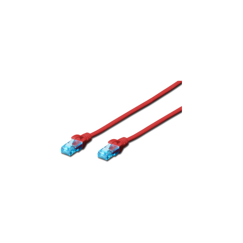 Патч-корд 2м, UTP, cat.5e, AWG 26/7, CCA, PVC, red Digitus (DK-1512-020/R)