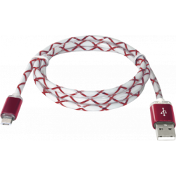 Дата кабель USB 2.0 AM to Micro 5P 1.0m RedLED backlight Defender (87556)