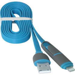 Дата кабель USB 2.0 AM to Lightning + Micro 5P 1.0m blue Defender (87487)